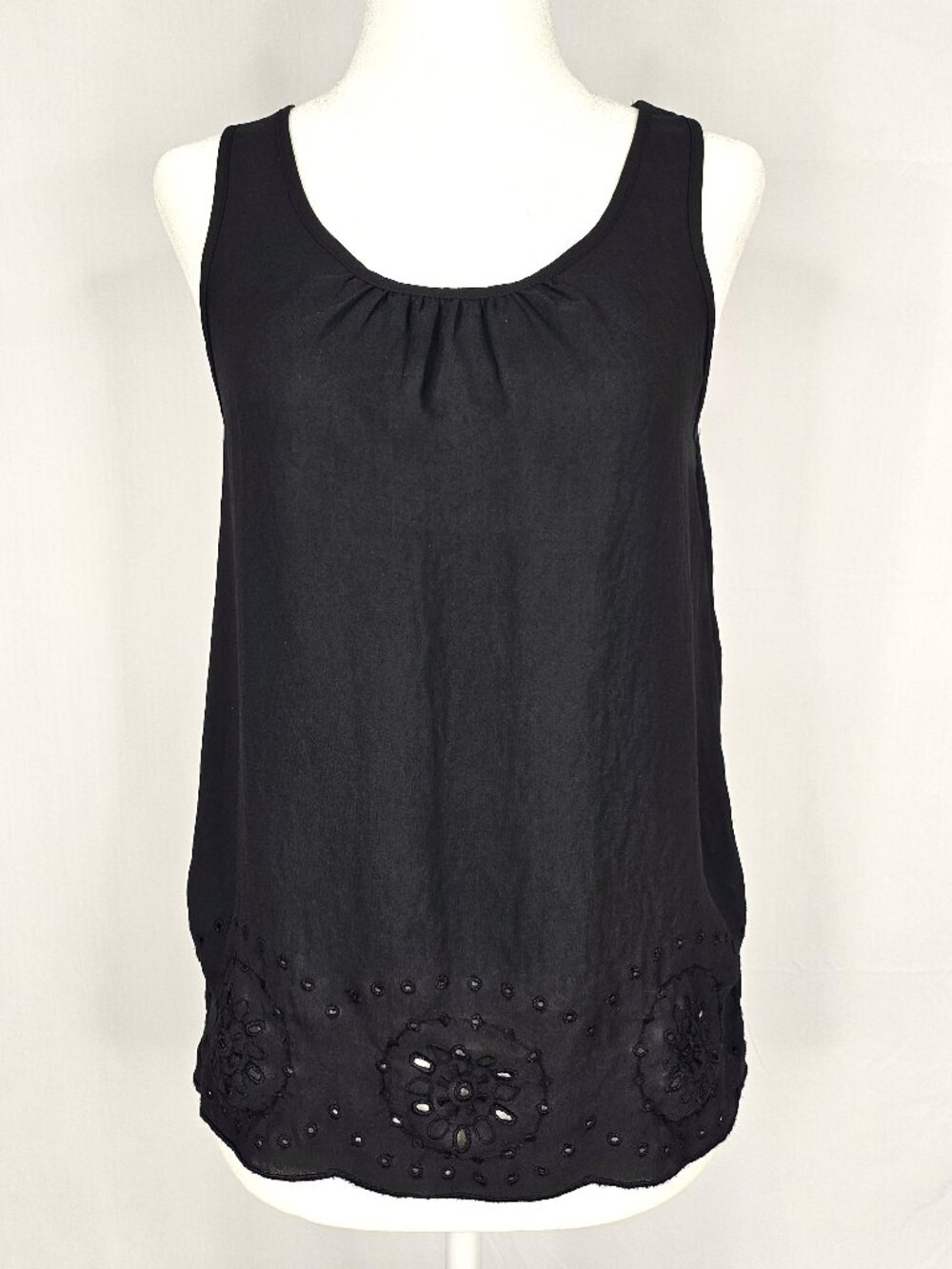 LOFT | Black Eyelet Embroidered Shell Tank Top | Petite XSP